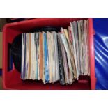 PLASTIC BOX CONTAINING POP MUSIC 45RPM RECORDS