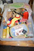 PLASTIC BOX CONTAINING CHILDREN'S BUILDING BRICKS, NODDY CAR ETC