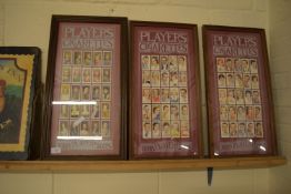 THREE FRAMED PICTURES CONTAINING JOHN PLAYER & SONS CIGARETTE CARDS