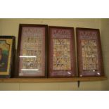 THREE FRAMED PICTURES CONTAINING JOHN PLAYER & SONS CIGARETTE CARDS