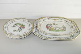 CERAMIC DINNER WARES BY COPELAND SPODE IN THE CHELSEA PATTERN INCLUDING TWO LARGE SERVING DISHES AND