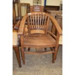 HARDWOOD ELBOW CHAIR, APPROX 62CM WIDE