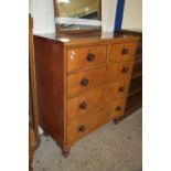 VICTORIAN CHEST OF TWO SHORT OVER THREE LONG DRAWERS RAISED ON TURNED FEET, APPROX 90 X 45CM