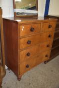 VICTORIAN CHEST OF TWO SHORT OVER THREE LONG DRAWERS RAISED ON TURNED FEET, APPROX 90 X 45CM