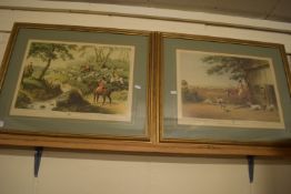 SET OF FOUR FRAMED FRENCH HUNTING PRINTS