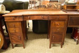 SMALL OAK TWIN PEDESTAL DRESSING TABLE, WIDTH APPROX 118CM