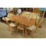 GOOD QUALITY ERCOL DINING TABLE AND SET OF SIX MATCHING CHAIRS (4+2), THE TABLE APPROX 152 X 76CM