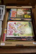 BOX CONTAINING SPORTS MAGAZINES, RECORD COLLECTOR MAGAZINES ETC