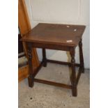 SMALL JOINTED STAINED OAK TABLE, APPROX 45 X 38CM