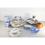 CERAMICS INCLUDING WILLOW PATTERN SMALL TUREENS AND PLATES