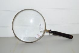 VINTAGE LARGE MAGNIFYING GLASS WITH WOODEN HANDLE
