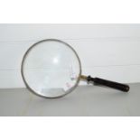 VINTAGE LARGE MAGNIFYING GLASS WITH WOODEN HANDLE