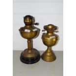 TWO BRASS OIL LAMPS