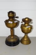 TWO BRASS OIL LAMPS