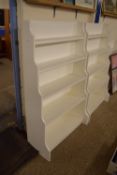 PAINTED WOOD WATERFALL BOOKCASE, APPROX 91.5CM WIDE