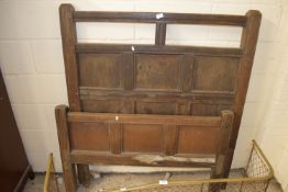 EARLY 20TH CENTURY OAK BEDHEAD AND FOOT, WIDTH APPROX 116CM