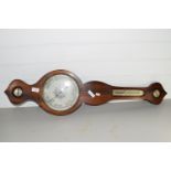 BAROMETER AND THERMOMETER IN MAHOGANY FRAME