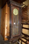 19TH CENTURY VIENNA STYLE WALL CLOCK, WIDTH APPROX 44CM MAX, CASE A/F