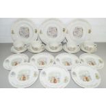 WEDGWOOD BEATRIX POTTER TEA WARES, CUPS, SAUCERS, PLATES, SIDE PLATES ETC