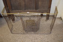 VINTAGE METAL FIRE SURROUND TOGETHER WITH A FURTHER GUARD, GRATE AND TRIVET, THE SURROUND APPROX