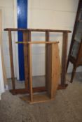 TWO VINTAGE PINE WALL PLATE RACKS, LARGER APPROX 93CM X 99CM MAX