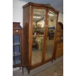 TWIN DOOR MIRROR FRONT ARMOIRE WITH GILT APPLIED DECORATION IN THE EMPIRE STYLE, WIDTH APPROX