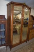 TWIN DOOR MIRROR FRONT ARMOIRE WITH GILT APPLIED DECORATION IN THE EMPIRE STYLE, WIDTH APPROX