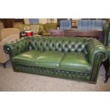 GOOD QUALITY LEATHER BUTTON BACK CHESTERFIELD, LENGTH APPROX 188CM