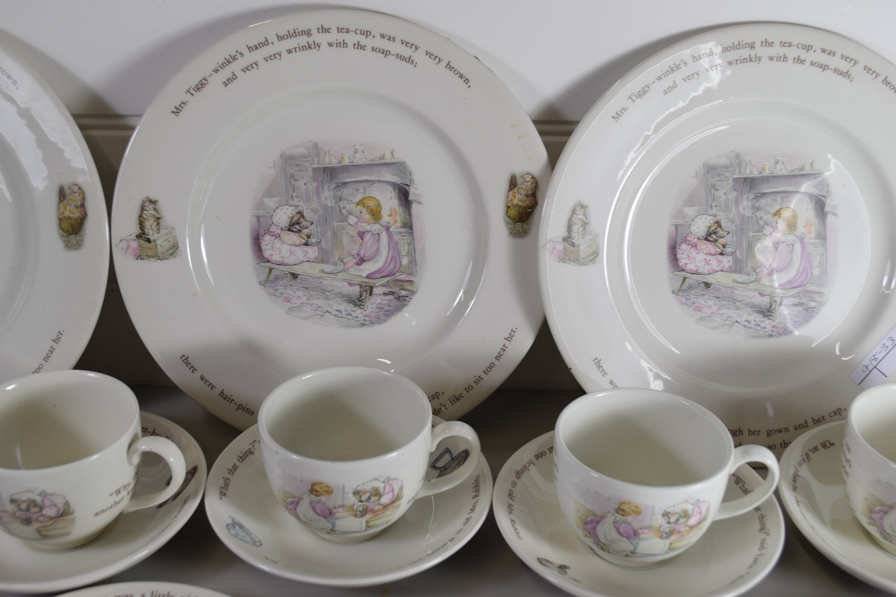 WEDGWOOD BEATRIX POTTER TEA WARES, CUPS, SAUCERS, PLATES, SIDE PLATES ETC - Image 2 of 3