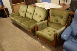 MODERN EASY CHAIR AND THREE SEATER SOFA, CIRCA 1970S, THE SOFA APPROX 192CM