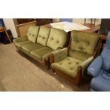 MODERN EASY CHAIR AND THREE SEATER SOFA, CIRCA 1970S, THE SOFA APPROX 192CM