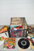 PLASTIC BOX CONTAINING 45RPM RECORDS, POP MUSIC