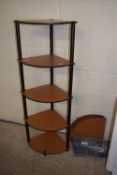 MODERN CORNER SHELF UNIT, APPROX 40CM SQUARE