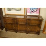 IMPRESSIVE OAK SIDE CABINET COMPRISING THREE DRAWERS OVER THREE CUPBOARDS, APPROX 170 X 46CM