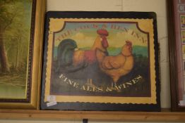 REPRODUCTION WOODEN PRINT OF THE COCK AND HEN INN