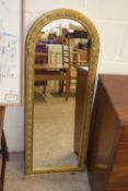 GILT FRAMED ARCH SHAPED MIRROR, APPROX 39 X 100CM MAX