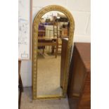 GILT FRAMED ARCH SHAPED MIRROR, APPROX 39 X 100CM MAX