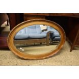 WOODEN FRAMED OVAL MIRROR, APPROX 87 X 64CM