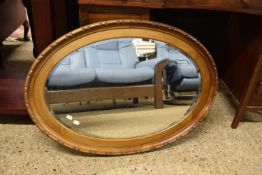 WOODEN FRAMED OVAL MIRROR, APPROX 87 X 64CM