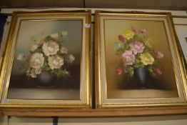 PAIR OF MODERN STILL LIFES OF FLOWERS IN POTS