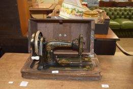 DECORATIVE VINTAGE SEWING MACHINE BY FRISTER & ROSSMAN IN WOODEN CASE