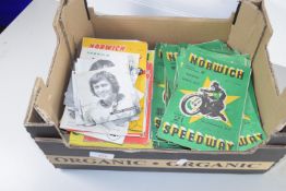 BOX CONTAINING NORWICH SPEEDWAY MEMORABILIA