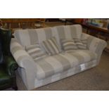 MODERN STRIPED PATTERN THREE-SEAT SOFA WITH MATCHING SCATTER CUSHIONS