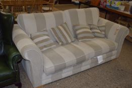 MODERN STRIPED PATTERN THREE-SEAT SOFA WITH MATCHING SCATTER CUSHIONS