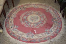 CIRCULAR CUT WOOL FLORAL RUG, APPROX 160CM DIAM