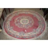 CIRCULAR CUT WOOL FLORAL RUG, APPROX 160CM DIAM