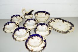 ENGLISH PORCELAIN PART TEA SET, PATTERN NO 328, COMPRISING CUPS AND SAUCERS, SLOP BOWL, SANDWICH