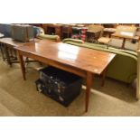 LARGE VARNISHED WOOD RECTANGULAR DINING TABLE, APPROX 183CM X 89CM
