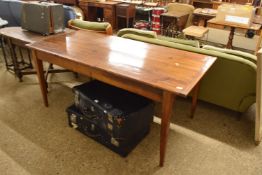 LARGE VARNISHED WOOD RECTANGULAR DINING TABLE, APPROX 183CM X 89CM