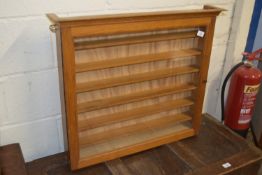 GLAZED OAK DISPLAY CASE, WIDTH APPROX 76CM MAX CONTAINING SIX SHELVES, APPROX 9CM APART